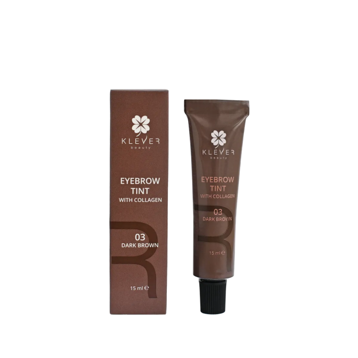 Фарба для брів із колагеном 03 Dark Brown Klever Beauty