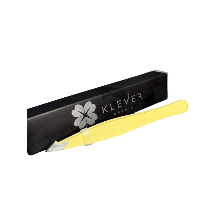 Пінцет для брів косий кольоровий Klever Beauty