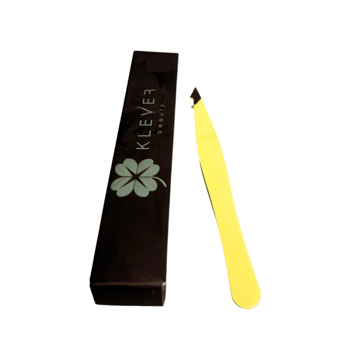 Пінцет для брів косий кольоровий Klever Beauty