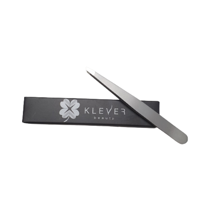 Пінцет для брів зі скошеними кінчиками Klever Beauty STEEL